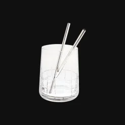 Set de 2 petites pailles en métal argenté