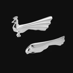 Set de 2 Porte-couteaux Paon/Colombe en Métal Argenté