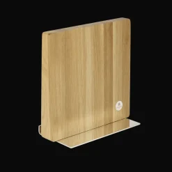 Support pour couteaux et tablette en chêne et métal argenté