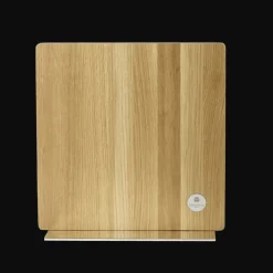 Support pour couteaux et tablette en chêne et métal argenté