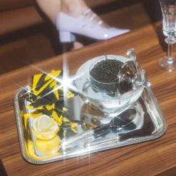 Tartineur à caviar en corne et en métal argenté