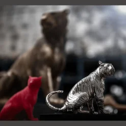 Tigre Assis petit modèle en Argent massif - Haute Orfèvrerie