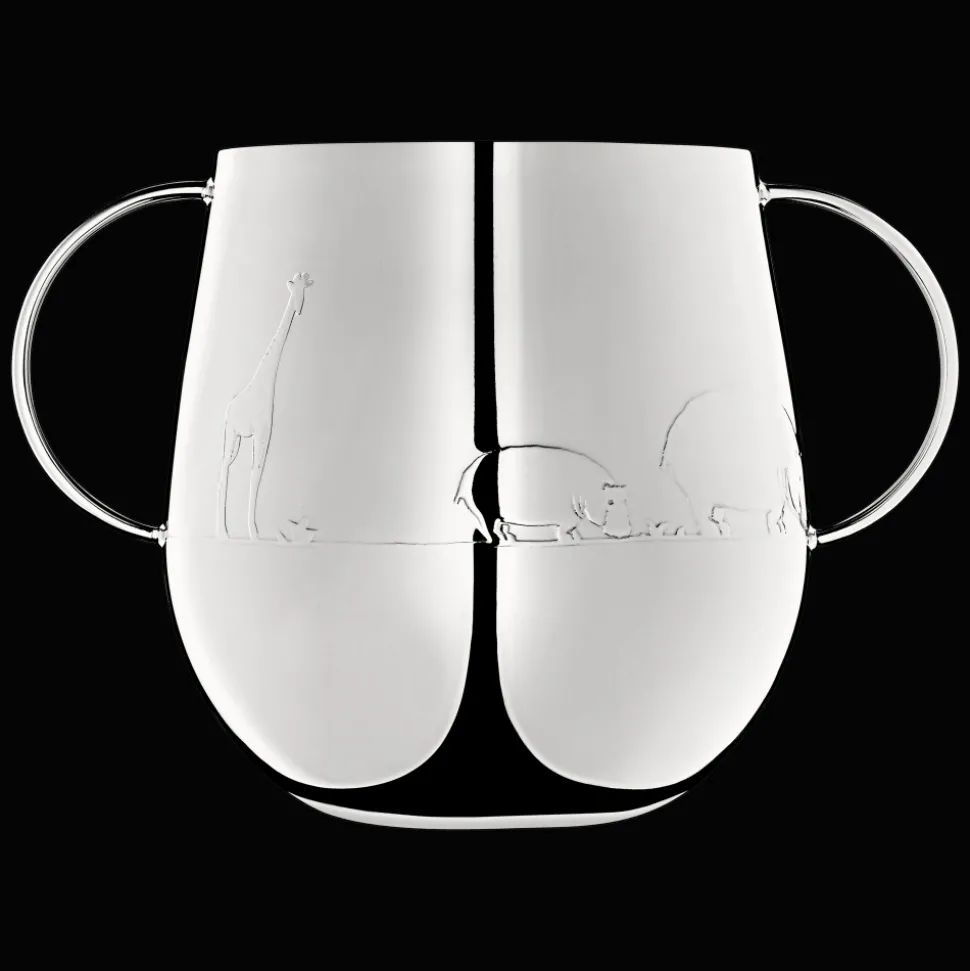 Timbale 2 anses en métal argenté