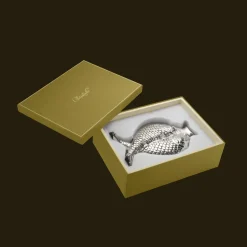 Vase Forme poisson en métal argenté