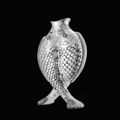 Vase Forme poisson en métal argenté
